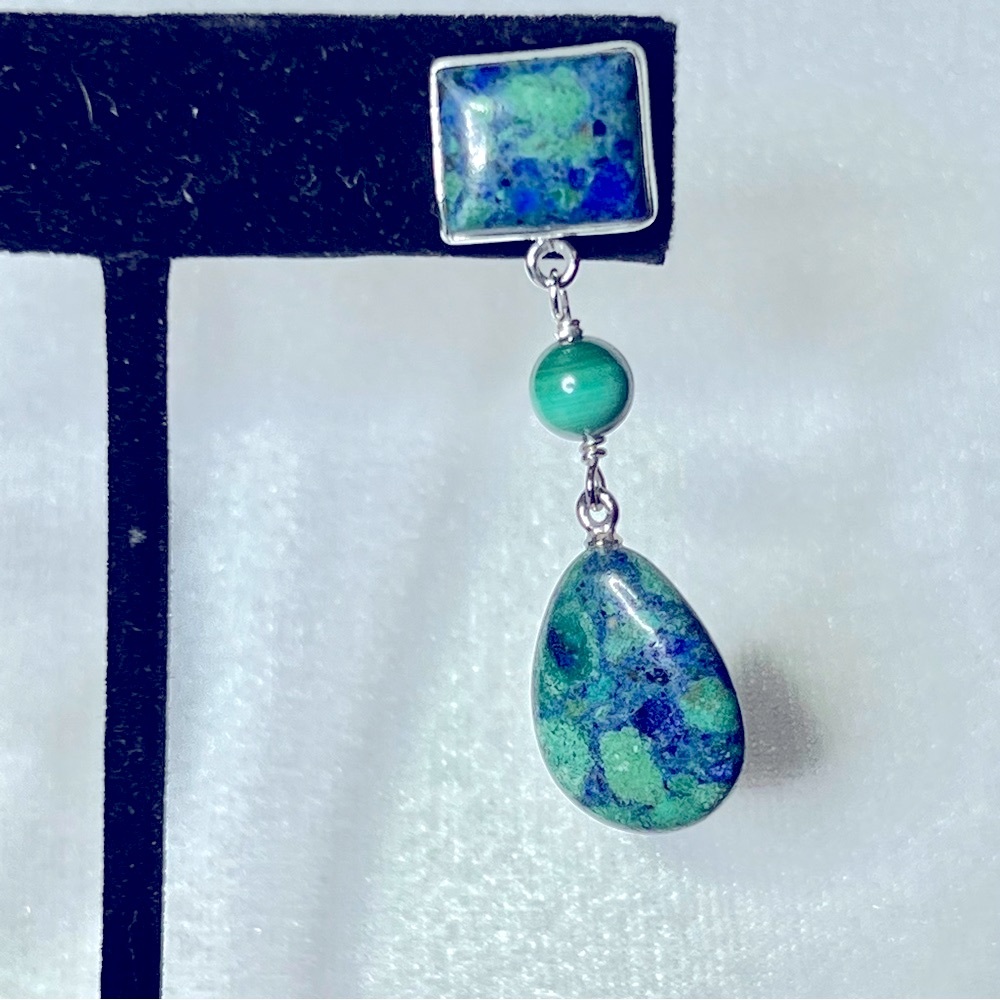 Jay King Sterling Silver Blue Azurite & Green Malachite 18” Necklace & Earrings. - Picture 7 of 16
